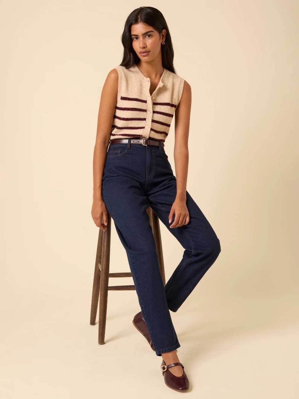 Nobody's Child Dark Blue High Rise Putney Barrel Leg Jeans
